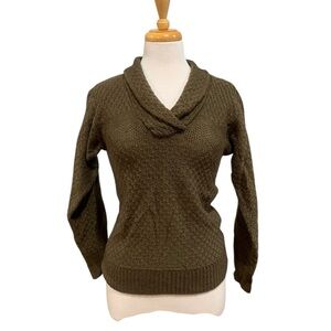 Vntg 70’s brown knit cowl neck long sleeved sweater approx sz M